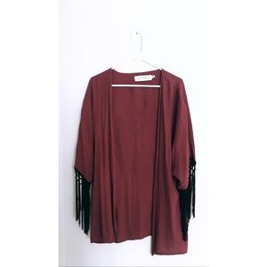 Maroon Fringe Kimono by Gypsy Warrior